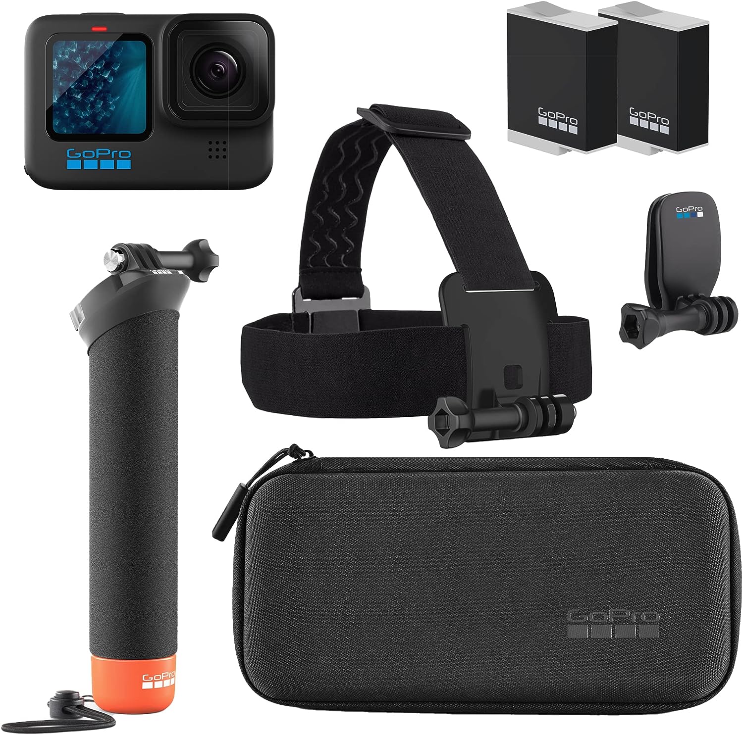 GoPro HERO11 Black Accessory Bundle Includes Extra Enduro Battery 2 Total The Handler Floating Hand Grip Headstrap Quick Clip and Carrying Case