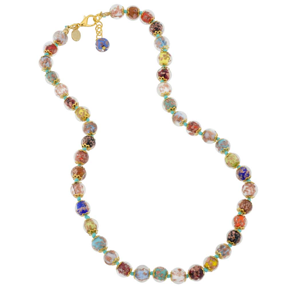 Glass Of Venice Short Murano Glass Necklace 16-Inch plus Extender - Italian Mult