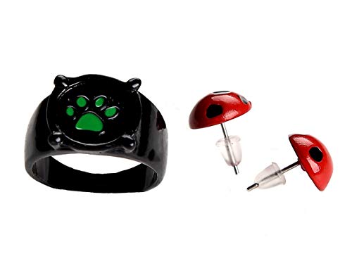 Ring Earrings for Cat Noir Cosplay Ladybug Cosplay Necklace Pendant Brooch