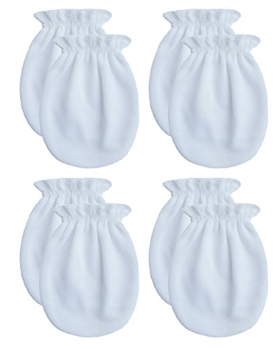 RATIVE No Scratch Mittens 100% Cotton For Newborn Baby Boys Girls (4-pairs)