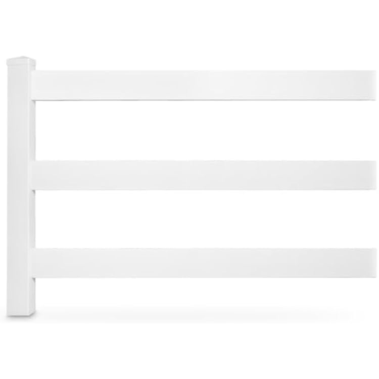 Weatherables 3-Rail 4 H x 640 W Vinyl Fence Project Pack White Vinyl Fencing Kit, Includes 240-8 ft Rails, 81-5x5x78 Posts with External Post Caps