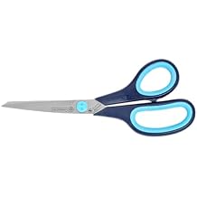 Mundial Cushion Soft Dressmaker Shears, 8.5" Stainless Steel Blades with Micro-Serrated Edge, Cushioned Inserts & Enlarged Finger Bows for Comfort and Non-Slip 8-1/2-Inch Sewing Shears (Blue)