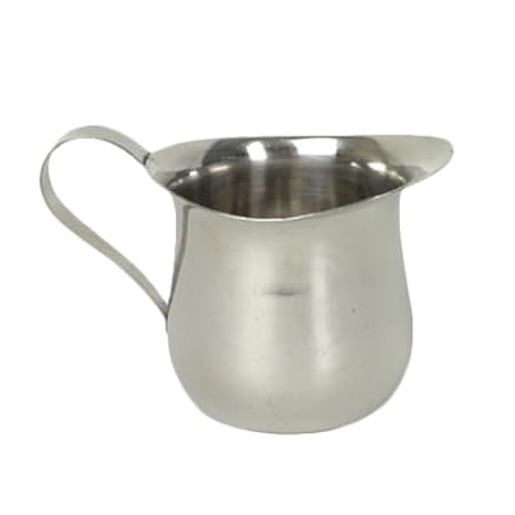 A-to-Z Supply SLRBC001 Creamer, 3 oz. Capacity, Bell Shaped, Open Rimmed, Loop Handle, Stainless Steel, Mirror-Finish