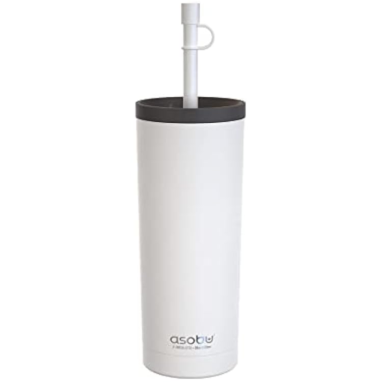 asobu Sippy Double Wall Stainless Steel Tumbler with Silicone Flexible Straw, 20 Ounces White