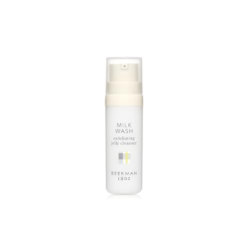 Beekman 1802 Milk Wash Exfoliating Jelly Face Cleanser - Fragrance Free - 0.5 oz - With Goat Milk  100% Natural AHAs & BHAs - Helps Control Oil & Exfoliates - Good for Sensitive Skin - Cruelty Free