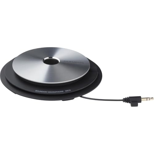 OM SYSTEM Olympus ME33 Table Top Conference Meeting Omni-Directional Microphone with Daisy Chain Capabilities, Black and Silver