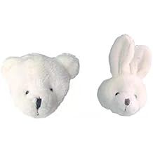Plush Animals Brooch 2pcs Cartoon White Rabbit Bear Head Lapel Pins for Women Children Bag Clothes Accessories