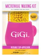 GiGi Microwave Waxing Kit All Purpose Hard Wax Beads for Face & Body Hair Removal, At Home Kit with Reusable Silicone Cup and Applicator