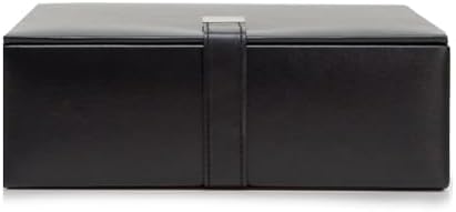 WOLF Heritage Large Valet Case, Black - 13 Compartments + One Watch Roll - Faux Leather Exterior + Ultra-Suede Lining