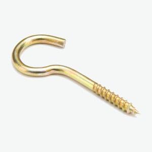 Beşel Gold Piton Kanca Seti - [100 Adet] Paket, Vidalı Soru İşareti Askı, Ahşap ve Duvar İçin Metal Vidalı Kanca, Avize, Saksı ve Avadanlık Askısı, Sarı Çinko Kaplama (22X130)