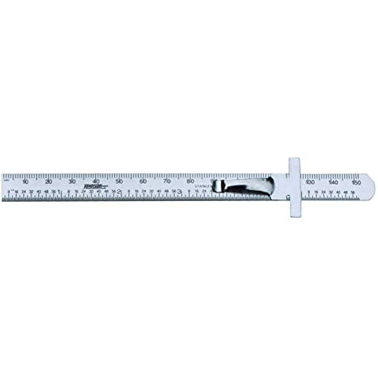 Johnson Level & Tool 7203 Stainless Steel Metric Pocket Clip Rule, 6, Silver, 1 Ruler