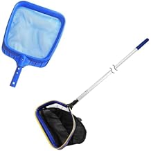 Poolvio Heavy Duty Pool Rake Pole Set with 13.5'' Pool Skimmer Net