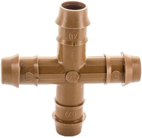 Netafim 17mm Techline Insert Cross - Drip Irrigation Barbed Cross Connector (100 PCS) | Compatible with 1/2" Drip Line Tubing | Easy Install | Precision Garden Watering (32500-006340)