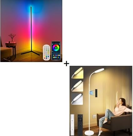 LanSuper RGB Corner Floor Lamp and Light Therapy Lamp