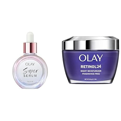 Olay Super Serum (1.0 oz) + Olay Retinol 24 Night Moisturizer, Fragrance-Free (1.7 oz)