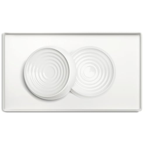 CatGuru Food Dish Set of Two, Marshmallow and Food Mat Small, Marshmallow Bundle
