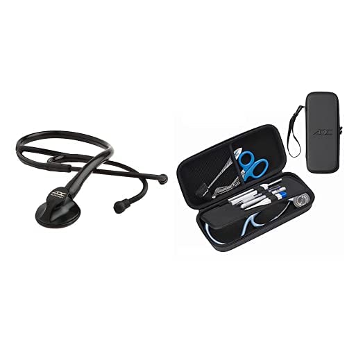 ADC Adscope 600 Tactical Black Platinum Series Cardiology Stethoscope and Large Black Medic Case
