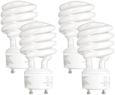 KOR (Pack of 4) 23 Watt Mini Spiral - GU24 Base - (100W Equivalent) - T2 Mini-Twist - CFL Light Bulb (Soft White (2700K))
