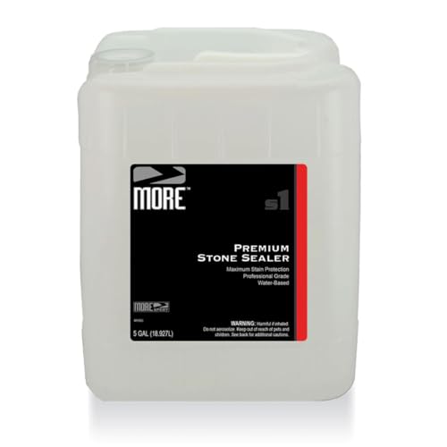 MORE Premium Stone Sealer - Water-Based Surface Care Product - for Interior & Exterior Counters, Floors, Walls, Furniture - Protects Against Oil, Water-Based Stains - Unscented - 640oz