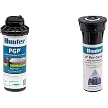 Hunter PGP-ADJ 34 Rotor & RTL2001PROS0415A Hunter Pro 4" Pop-up Sprinkler with 15' Adjustable Spray and Nozzle, Black