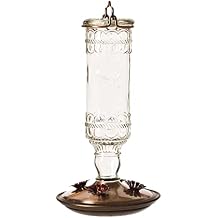 Perky-Pet Antique Glass Bottle Hummingbird Feeder - Outdoor Garden Decor Hummingbird Feeder - 8107-1SR - 10 Fl Oz Nectar Capacity - Durable Humming bird Feeder for Backyards, Porches, Decks, Hooks