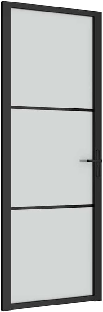 vidaXL Glass Door 29.92 x 79.33 in Aluminium Black and Frost