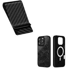 MONOCARBON Carbon Fiber Money Clip + Real Forged Carbon Fiber Case for iPhone 16 Pro