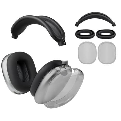 SOULWIT Protective Kit for AirPods Max 21 202620242020, USB-CLightning, Headband Cover  TPU Case Protector  Silicone Ear Pad Covers, Sweatproof, Washable, Anti-Scratch Black