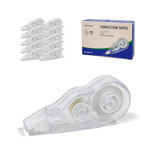 Correction Tape, 16.4FT EZ Tear-resistant Correction Tape, Easy To Use Applicator for Instant Correction Without Drying Time 10pcsset
