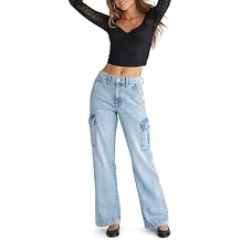 Aeropostale Women's High Rise Wide Leg Cargo Jeans