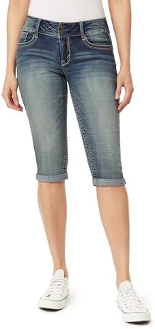 WallFlower Women's Luscious Curvy 17" Capri Mid-Rise Insta Stretch Juniors (Standard and Plus)