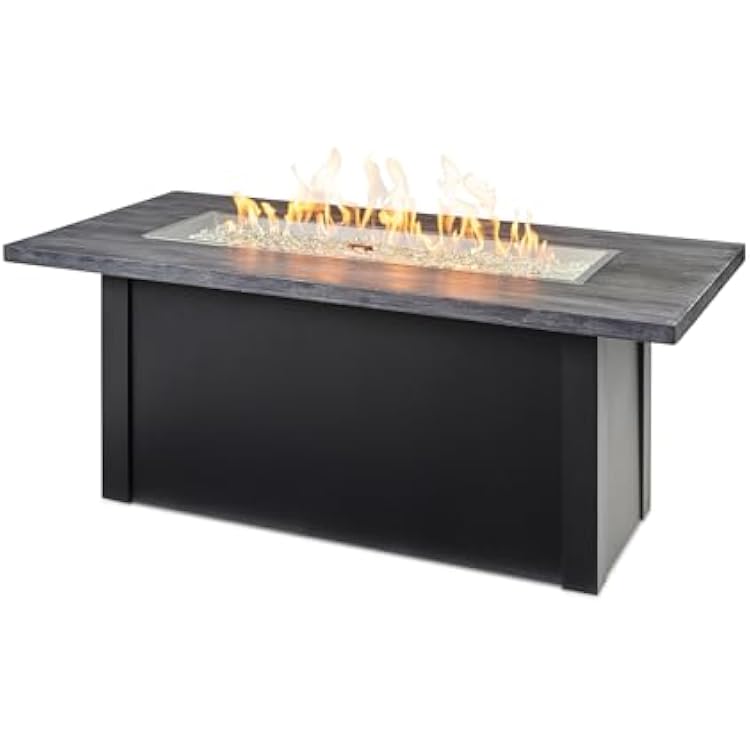 Outdoor GreatRoom Co Propane Fire Pit Table 62 Havenwood 80,000 BTU Luxury Gas Fire Pits for Outside Patio, Everblend Concrete Fire Table Top, Crystal Fire Plus Burner & Glass Cover, US Safety Rated