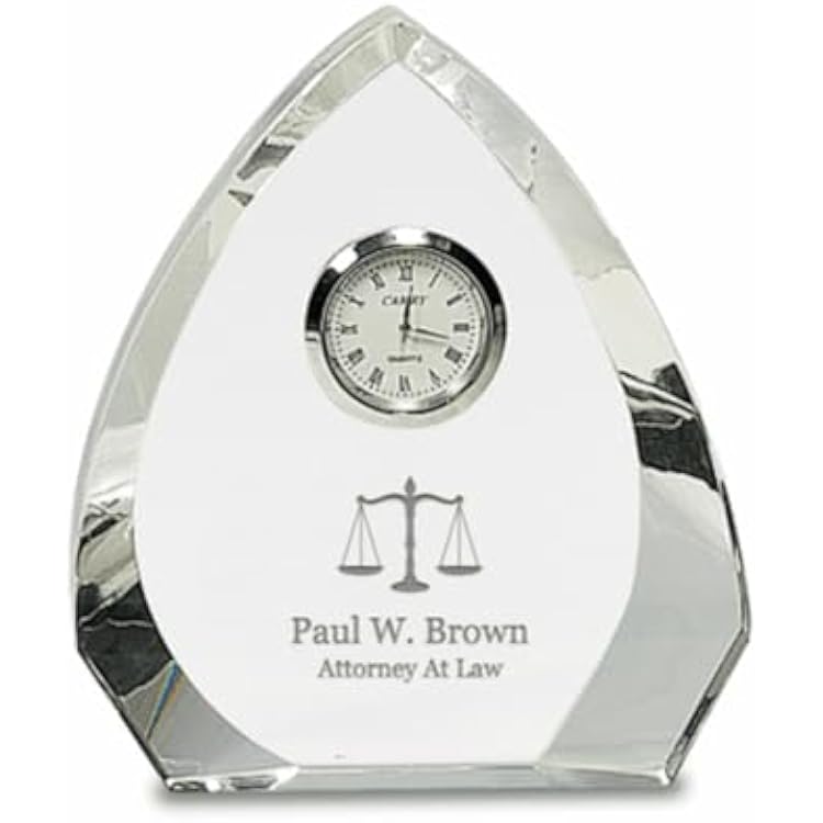 Executive Gift Shoppe Lawyer Personalized Arch Premier Crystal Clock