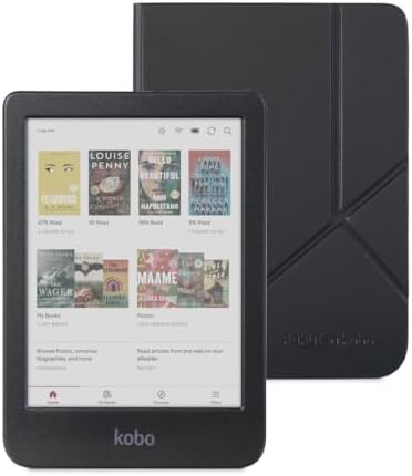 Kobo Clara Colour Black eReader & Black SleepCover Bundle | 6 Glare-Free Colour E Ink Kaleido 3 Display | Dark Mode Option | Waterproof | Built-in-2-Way Stand Cover