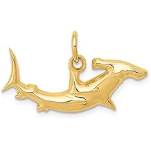 14k Yellow Gold Hammerhead Shark Charm Pendant