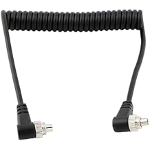 PC to PC Flash Sync Cable Cord Male to Male M-M Speedlight Flash Trigger Connect Spring Coiled Wire Cord with Screw Lock Compatible for Canon Nikon Sony Most DSLR Camera Flash Trigger
