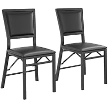 VECELO Folding Chairs Set of 2 with Cushion, Foldable Padded Seats with Heavy Duty Metal Frame for Kitchen/Dining/Living Room, No Assembly & Space Saving Design, Beige
