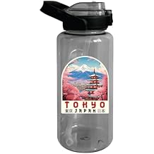 Tokyo Japan Design A Souvenir 64 oz Large Water Bottle with Screw-on Top and Straw Single
