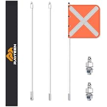 10ft ATV Safety Flag Kit with 2 Bases & Storage Bag - Off-Road Whip Flag Pole for Jeep/UTV Trucks, Sand Dune Accessories with Quick-Release Mount