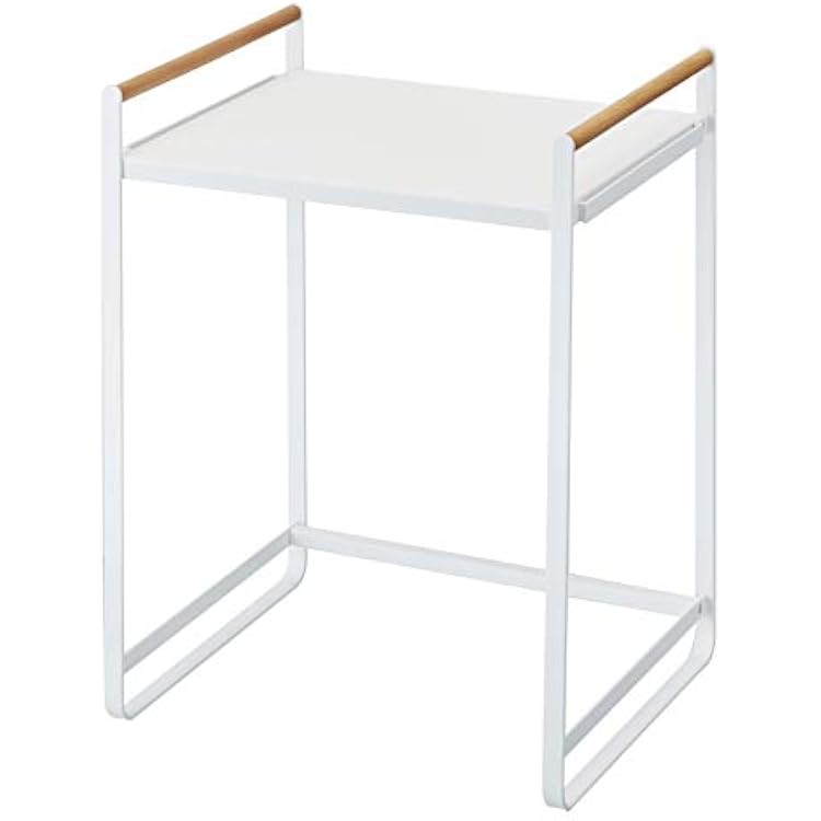 Yamazaki 3613 Tosca Appliance Rack, White, SteelWood, Minimalist, 36 x 30 x 47.5 cm