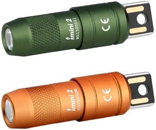 OLIGHT IMINI 2 EDC Rechargeable Keychain Flashlight, 50 Lumens Compact and Portable Mini LED Keyring Lights with Built-in Battery Ideal (OD Green+Orange)