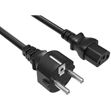 Cable Leader 8ft 18AWG European Schuko Power Cord CEE 7/7 to IEC320 C13, 10A/250V, European Travel Plug, Power Cord for Type F Outlet Italy Spain Germany France EU, Black