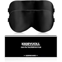 Silk Sleep Mask, 2 Count (Pack of 1) 100% Mulberry Silk Fabric with Adjustable Strap for Sleeping, Light Blocking Gifts