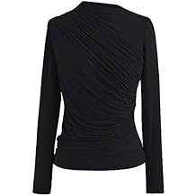 CHICWISH Women's Mock Neck Ruched Long Sleeves Knit Top