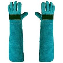 23.6'' Leather Animal Handling Gloves,Bite Proof Multipurpose Pet Glove for Dog,Cat Scratch,Falconry Gloves Grabbing Reptile (Light Green), 6FDWYST-01