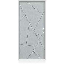 36 in. x 80 in. Left-Hand Gray Steel Prehung Front Door with Bore Hole