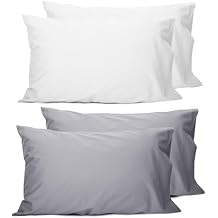 Sunflower Queen Pillowcases White Set + Gray Set, 100% Cotton 2030 inches, Soft and Breathable