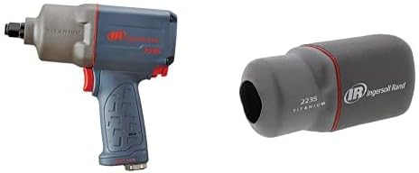 Ingersoll Rand 2235QTiMAX 1/2 Drive Air Impact Wrench Bundle Quiet Technology, 1,300 ft-lbs Powerful Torque Output, Lightweight, Titanium Hammer Case, Gray