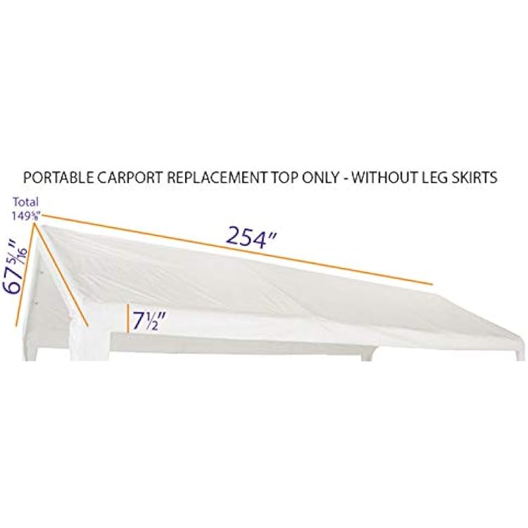 Impact Canopy Replacement Top for 10X20 Carport Canopy, White - Top Only