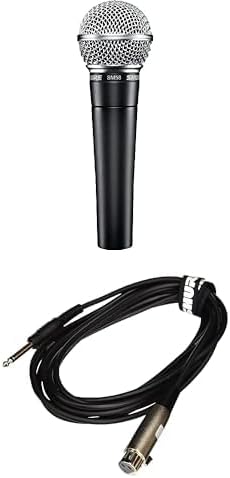 Shure SM58-LC Cardioid Dynamic Vocal Microphone + C15AHZ 15-Feet Cable with 1/4-Inch Phone Plug on Equipment End